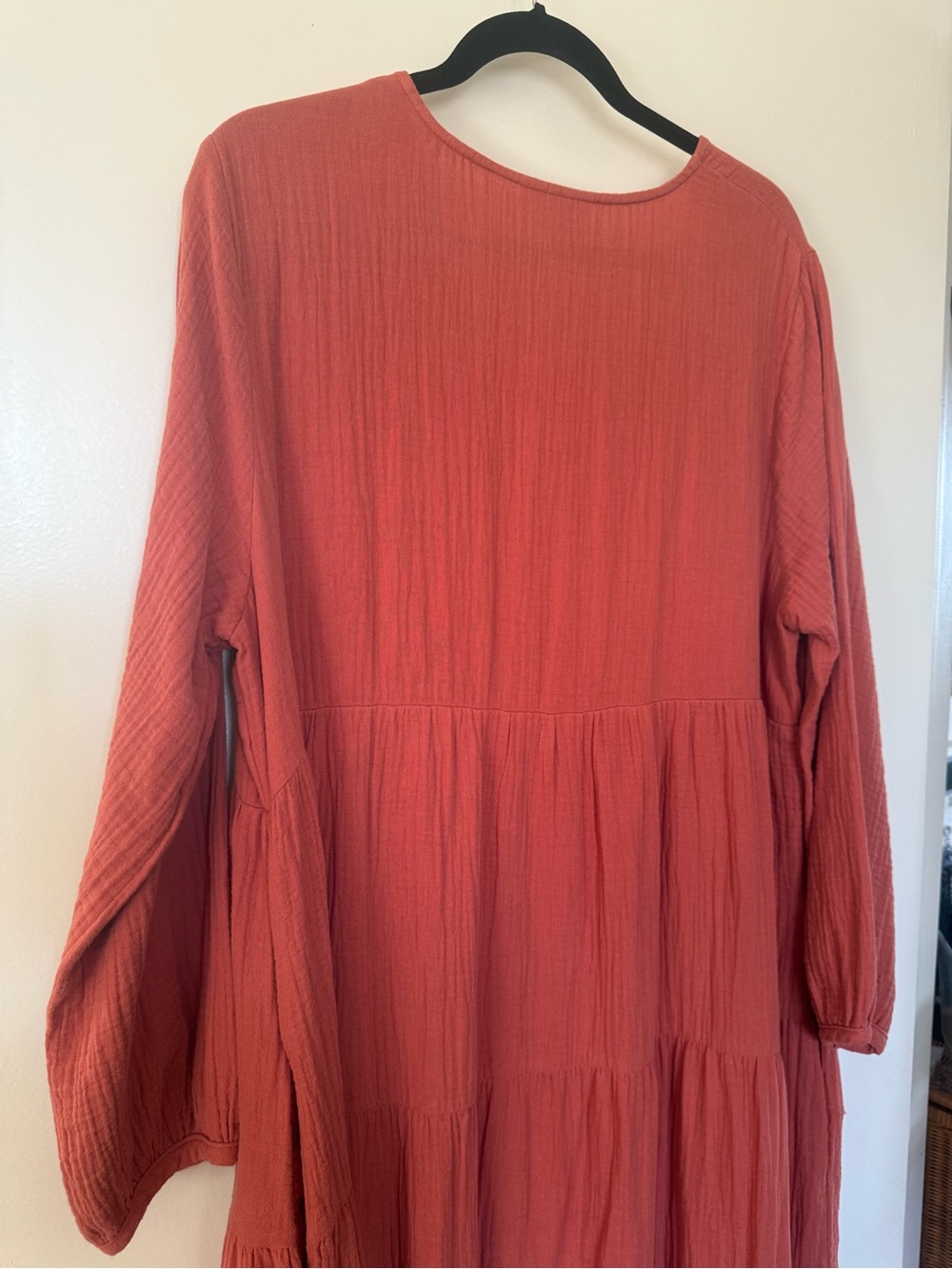 Universal Thread Rust-Toned V-Neck Tiered Maxi Dress 100% Cotton Pockets XXL - Picture 5 of 10